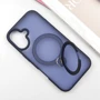 Чехол для iPhone Mobile Case Metal Buttons with MagSafe HQ Ring Dark Blue for iPhone 16: Материалы поликарбонат и полиуретан
