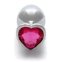 Металлическая анальная пробка Ouch! Heart Gem Silver - Rubellite Pink, М