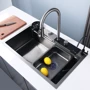 Кухонная мойка Lefton WaterFall E2 с аксессуарами серо-черный: Тип монтажа Под столешницу