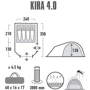 Палатка High Peak Kira 4.0 (Nimbus Grey): Водостойкость тента, мм 3000