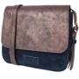 Женская сумка почтальонка Laskara темно-синяя (LK10189-bronze-navy)
