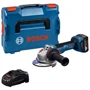 Аккумуляторная бесщеточная угловая шлифмашина Bosch GWS 18V-11 S + 1 аккумулятор GBA 18 В 5 Ач + профессиональное быстрозарядное устройство GAL 1880 CV + L-BOXX 136 (06019N4003)