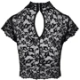Топ Noir Handmade F303 Essence lace top with high collar Вlack, XXL