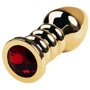Анальная пробка с кристаллом Toyfa Metal Gold anal plug dark red gem