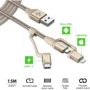 Кабель Spigen USB Cable to Lightning/microUSB/USB-C Essential C10i3 1.5m Gold (000CB23018) фото 3
