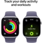 Apple Watch Series 11 GPS + Cellular 46mm Silver Aluminium Case with Purple Fog Sport Band - S/M (MFCP4)