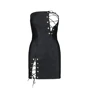 Мини-платье из экокожи Passion CELINE CHEMISE black 6XL/7XL (трусики в комплекте)