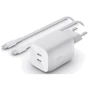 Зарядное устройство Belkin Wall Charger 2xUSB-C Home Charger GAN 65W White with USB-C Cable 2m (WCH013VF2MWH-B6)