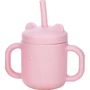 Силиконовая чашка FreeOn с ручками и соломинкой, розовая (46361)