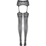 Чулки с поясом Obsessive S225 (Черный, S/M/L)