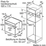 Духова шафа електрична Bosch HMG6764B1: Розміри 59.5х59.4х54.8 см