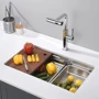 Кухонная мойка Lefton Single Bowl Honeycomb Embossed Anti-scratch Kitchen Sink-KS2201 Brushed Nickel: Форма Прямоугольная