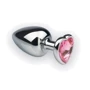 Анальная пробка, Silver Heart Pink Topaz, M