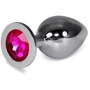Анальная пробка с кристаллом LoveToy Large Silver Plug Fuchsia