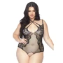 Тедди с открытым доступом Leg Avenue Net and lace crotchless teddy 1X–2X Black