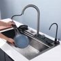 Кухонная мойка Lefton WaterFall E2 с аксессуарами серо-черный: Габариты чаши (ШxГxВ), см 75х46х22