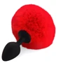 Силиконовая анальная пробка М Art of Sex - Silicone Butt plug Rabbit Tail, красный