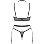 Комплект белья Obsessive Selinne 3-pcs set XS/S Black