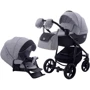 Коляска 2 в 1 Adamex Hybryd Plus BR205 светло-серый - черная кожа (выдавленная точка) (623885)
