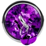 Анальная пробка с кристаллом, колокольчиком и поводком Silver Purple (размер S)