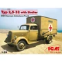 Німецький санітарний автомобіль Typ 2,5-32 з закритим кузовом II МВ Typ 2,5-32 with shelter, WWII German ambulance (ICM35402)