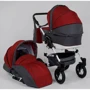 Коляска для детей Victoria Gold Saturn Лён № 0186-L-21 (1) красный с темно-серым (белая рама): Количество блоков 2