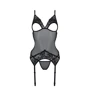 Корсет Passion Christa Corset black XXL/XXXL: с подвязками и ажурным лифом, стринги в комплекте