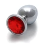 Металлическая анальная пробка Ouch! Heart Gem Silver - Ruby Red, S