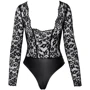 Боди Noir Handmade F296 Psyche bodysuit of lace and wetlook Black, 3XL