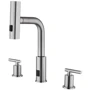 Смеситель для раковины Lefton Two-Handle Widespread Waterfall & Pull-Out Bathroom Faucet with Temperature Display-BFWS2401 Brushed Nickel