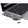 Адаптер Choetech Adapter 7-in-1 Dual USB-C to 2xUSB-C+2xUSB+HDMI+SD Gray (HUB-M14): Додаткові роз'єми SD+TF Card, HDMI, USB-C