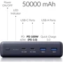Внешний аккумулятор Voltero Power Bank 50000mAh S50 PD 100W PD 3.0 PPS USB-C Black for MacBook (8720828063200, 6090537940980): Количество USB 4