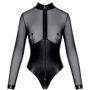 Боди Noir Handmade F321 Edge wetlook and mesh body with rings Black, 3XL