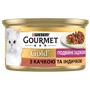 Влажный корм GOURMET Gold "Двойное удовольствие" для взрослых кошек кусочки в подливке с уткой и индейкой 24*85г: Возраст Взрослые