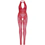 Бодистокинг Leg Avenue Rhinestone Lace and Net Bodystocking Red One Size