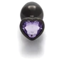 Металлическая анальная пробка Ouch! Heart Gem Gunmetal - Amethyst Purple, S