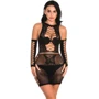 Комплект: Пеньюар-сетка + митенки NDS 8737 Вlack One Size (22155)