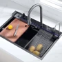 Кухонна мийка Lefton 33x22 Inch Stainless Steel Single Bowl Великий Kitchen Sink з Digital Temperature Display & LED Lighting-KS2206L