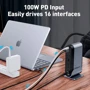 Адаптер Baseus Adapter USB-C to 2xUSB-C+2xUSB2.0+3xUSB3.0+HDMI+RJ45+3.5mm+VGA+SD Dark Gray (CAHUB-BG0G) фото 6