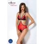 Полупрозрачное боди с кружевом Passion PEONIA BODY Red S/M