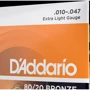 Струна для гитар Струны D'ADDARIO EJ10 80/20 BRONZE EXTRA LIGHT (10-47): В комплекте Набор из 6 струн