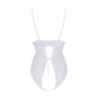 Боди Passion Ursula Body white S/M, с ажурным декором и открытым шагом