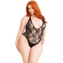 Боди Leg Avenue Floral lace deep-V teddy Black 1X/2X