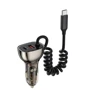 Зарядное устройство WIWU Car Charger USB+USB-C Geek Wi-QC016 90W Black with lightning cable