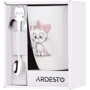 Кружка с ложкой Ardesto Cute фарфор нержавеющая сталь 320 мл Белый (AR3040BS): Цвет белый с рисунком
