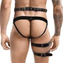 Мужские гартеры из натуральной кожи Art of Sex - Serge, черный, XS-M