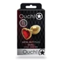 Металлическая анальная пробка Ouch! Heart Gem Gold - Ruby Red, S