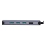 Адаптер WIWU Adapter Alpha A12 USB-C to USB-C+3xUSB3.0+3xUSB2.0+SD+HDMI+RJ45+3.5mm Grey: Додаткові роз'єми Ethernet, USB OTG, HDMI, SD+TF Card