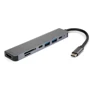 Адаптер Vinga Adapter USB-C to 2xUSB-C + HDMI + 2xUSB + SD / TF Grey (VCPHTC7AL)