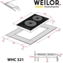 Варочная поверхность электрическая Weilor WHC 321 BLACK: Размеры для встраивания 5.2 x 26.8 х 49 см